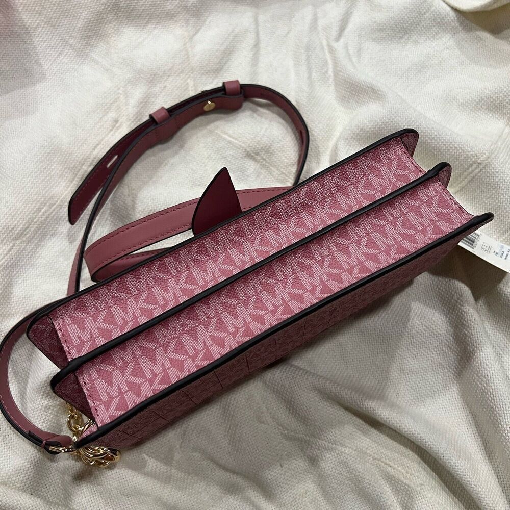 MICHAEL KORS Greenwich Quilted Faux Leather Studded Shoulder Crossbody Rose NWT - Picture 3 of 15